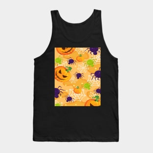 Halloween Spider Pumpkin Orange Tank Top